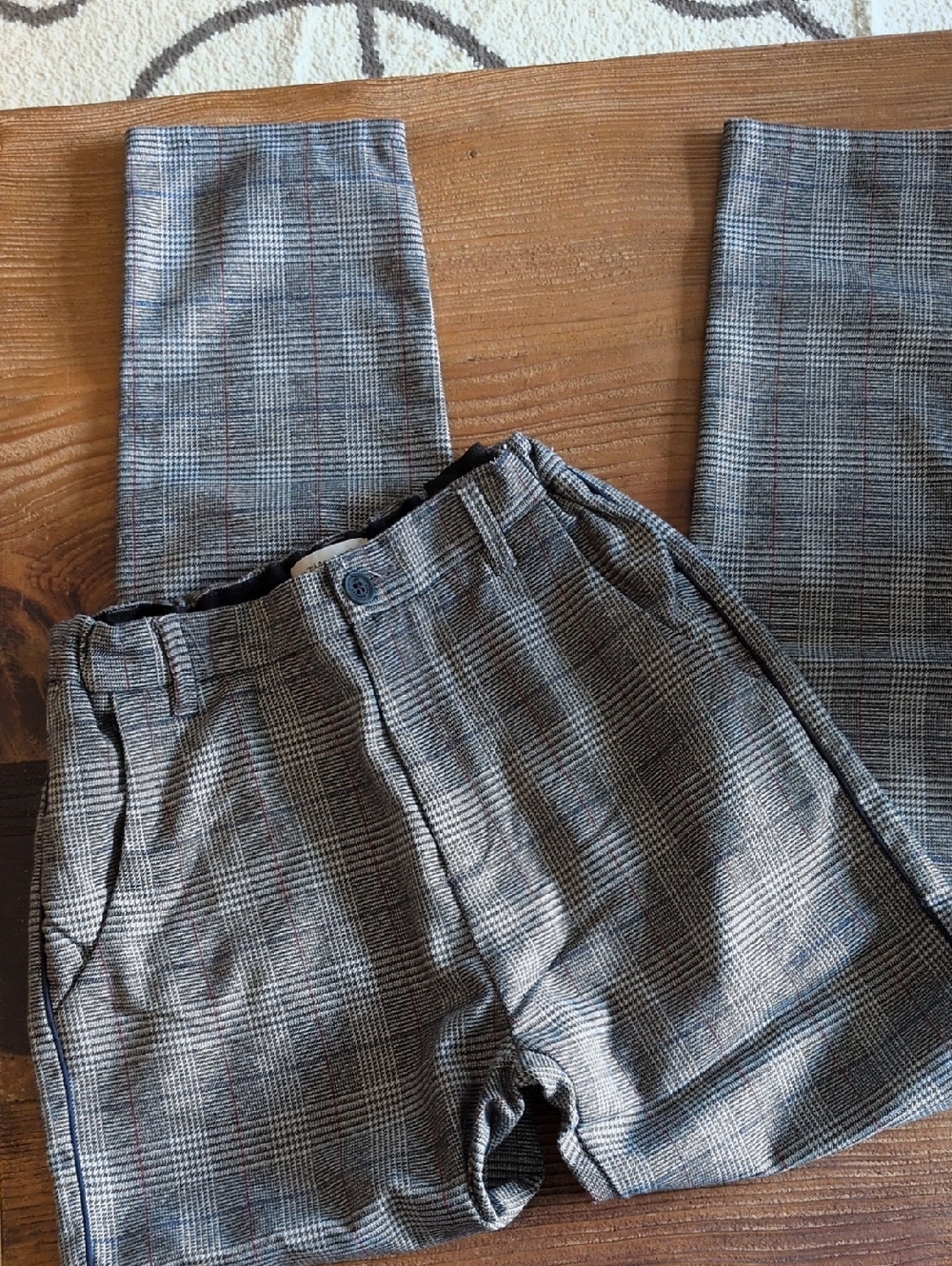 Zara Gray Plaid Kids Trousers